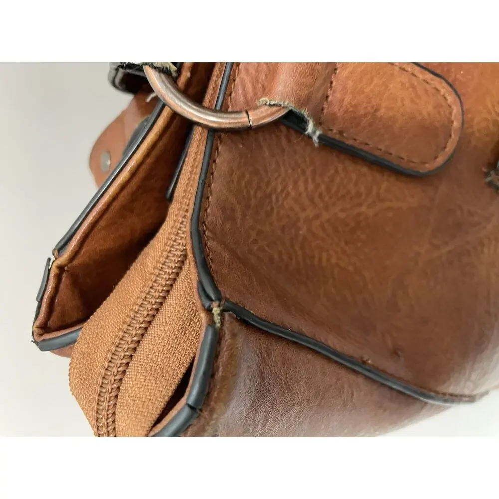 Lavawa Western Tooled Embossed Satchel Handbag Studded Boho Cowgirl READ
